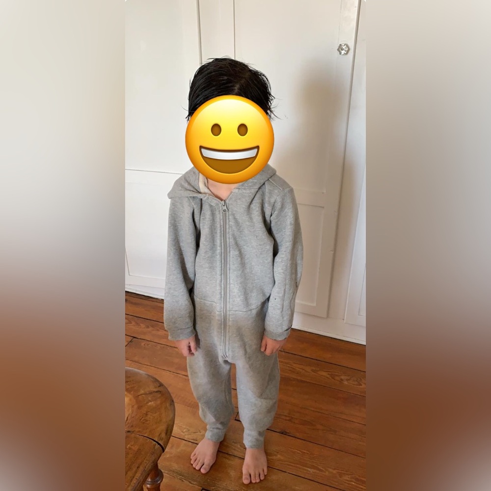 Gray Hooded One Piece with Full-Length Zipper